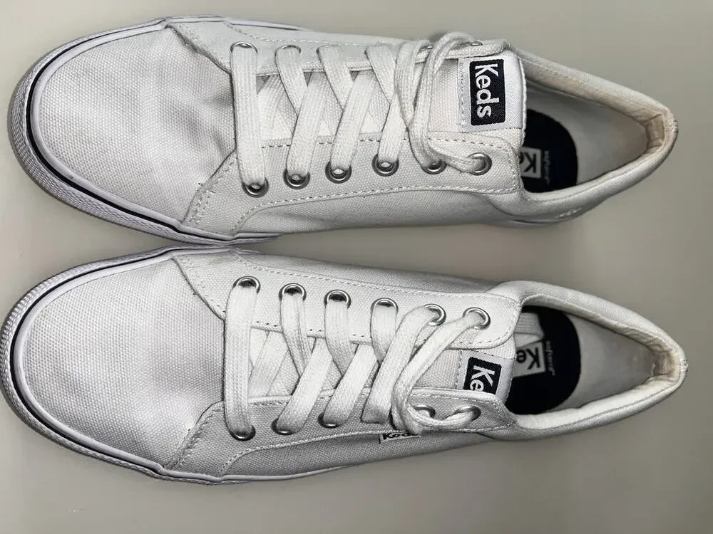 Keds Women's Jump Kick Canvas sneaker 8.5 White Logo Preppy Y2K